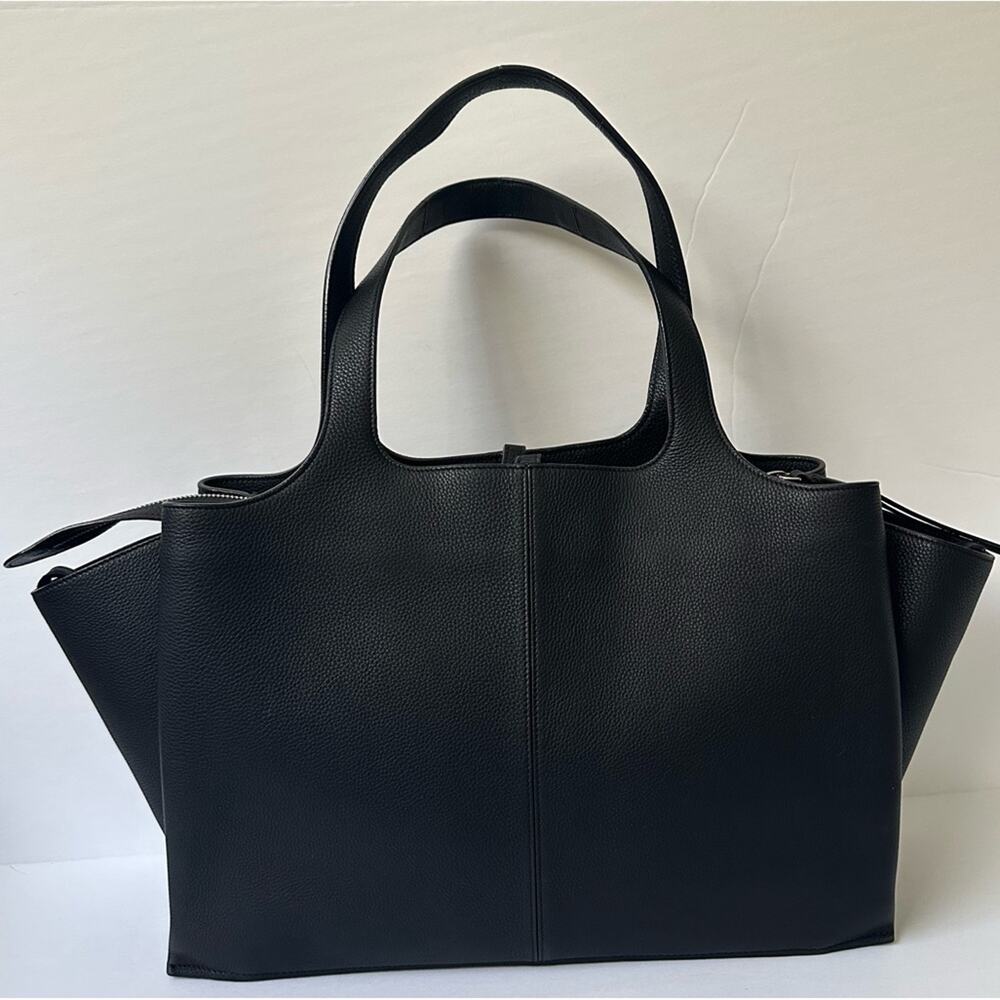 Celine Phoebe Philo Med Tri-Fold Black Shoulder Bag Grained Leather Authentic - Picture 5 of 16